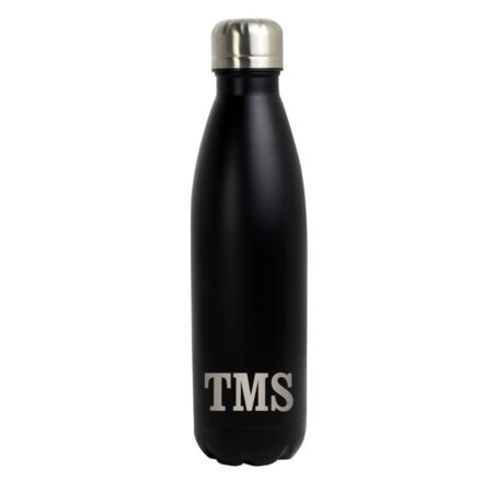 Personalised Initials Black Metal Insulated Drinks Bottle: 5 - Water Bottles By Gift Moments