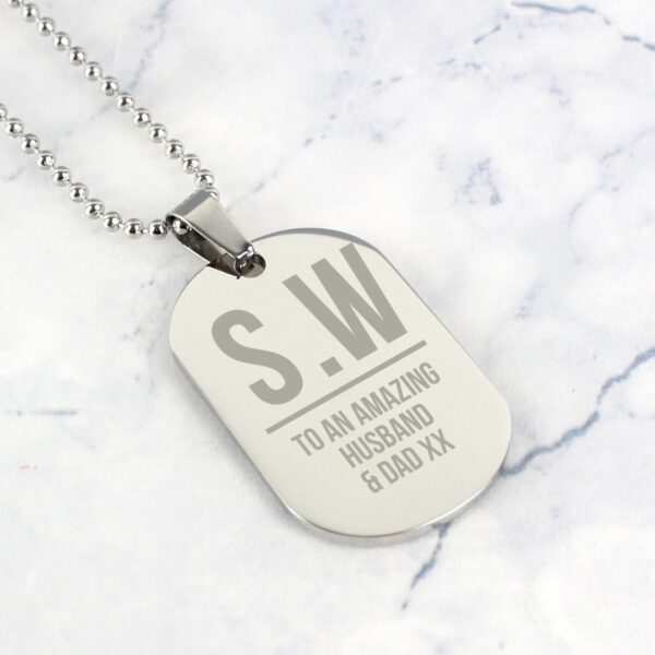 Personalised Initials Stainless Steel Dog Tag Necklace: 2 - Necklaces By Gift Moments