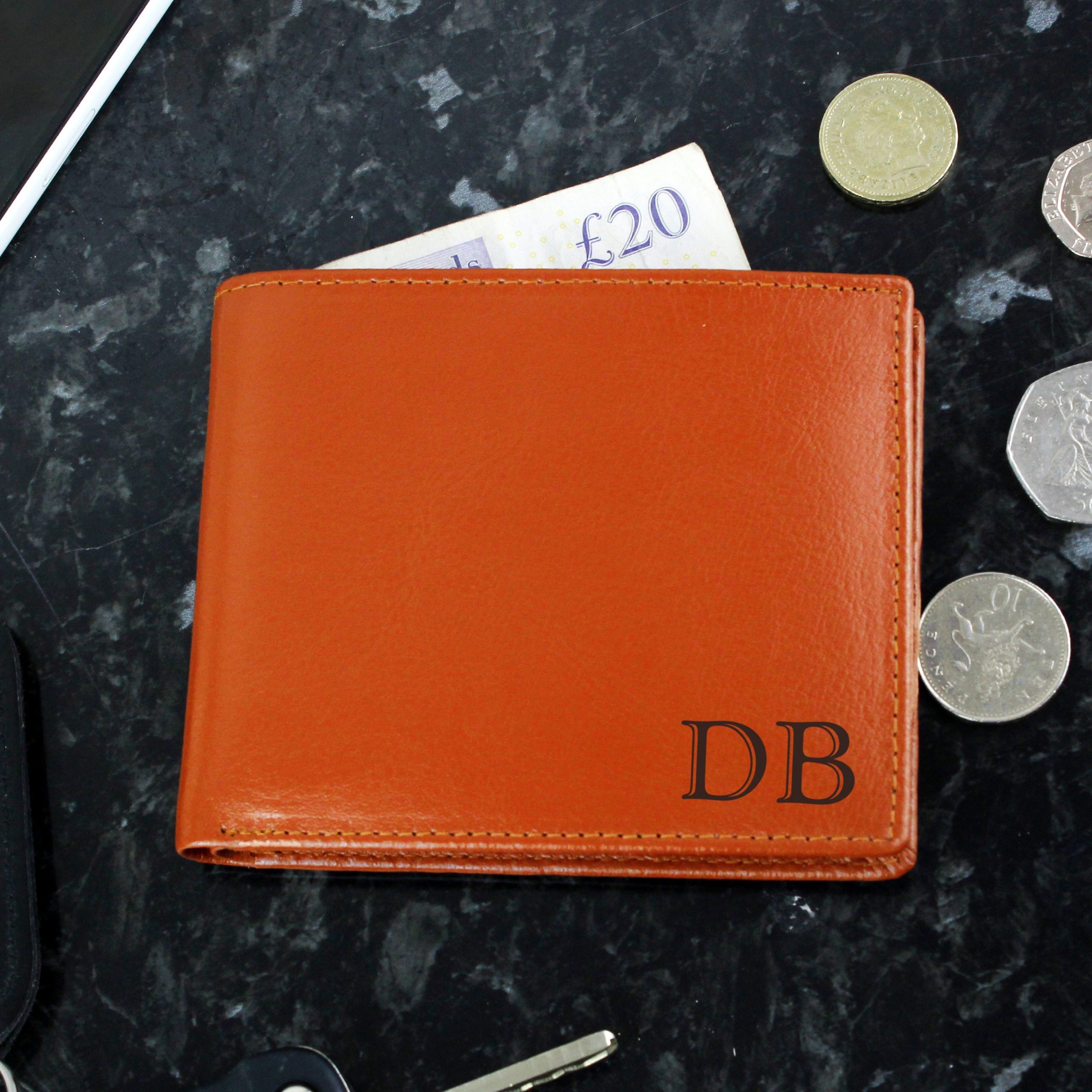 Personalised Initials Tan Leather Wallet: 1 - Wallets & Money Clips By Gift Moments