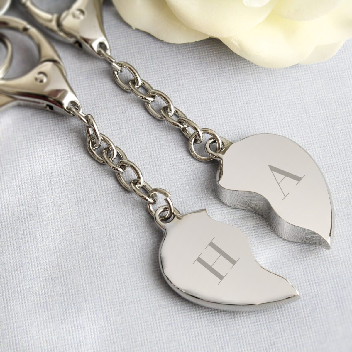 Personalised Initials Two Hearts Keyring: 3 - Keyrings By Gift Moments
