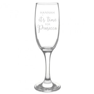 Personalised ’It’s Time for Prosecco’ Flute: 2 - Champagne Flutes By Gift Moments