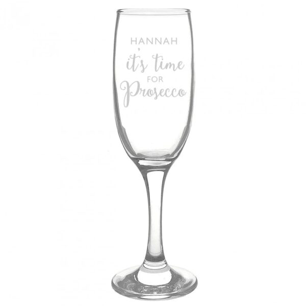 Personalised ’It’s Time for Prosecco’ Flute: 2 - Champagne Flutes By Gift Moments