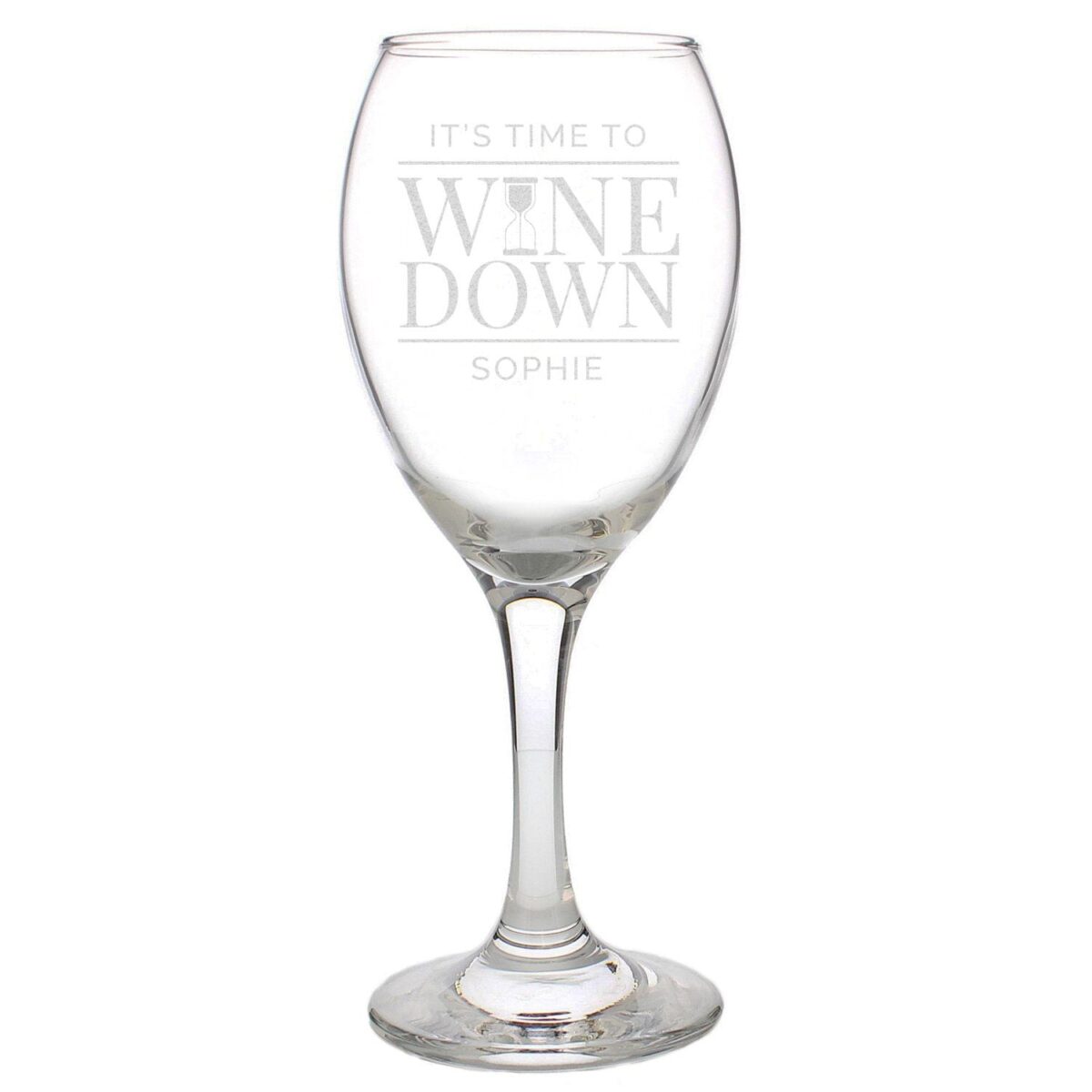 Personalised ’It’s Time to Wine Down’ Wine Glass: 3 - Wine Glasses By Gift Moments