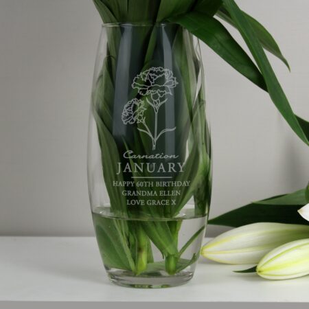 Personalised January Birth Flower Bullet Vase: 1 - Vases By Gift Moments