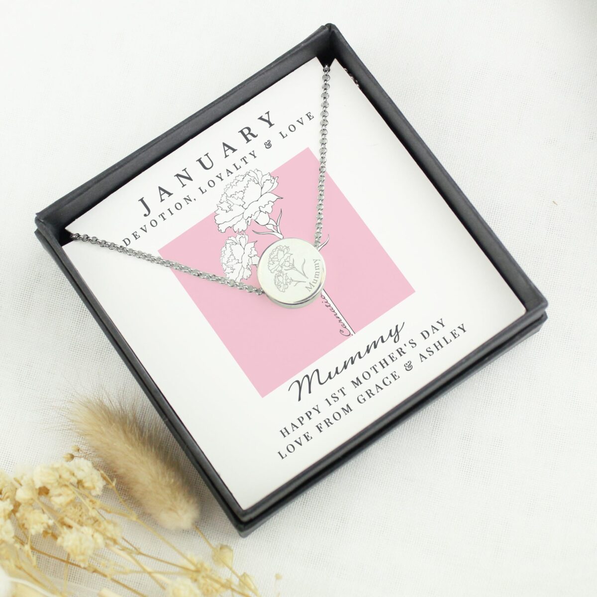 Personalised January Birth Flower Necklace and Box: 2 - Necklaces By Gift Moments