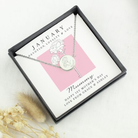 Personalised January Birth Flower Necklace and Box: 2 - Necklaces By Gift Moments
