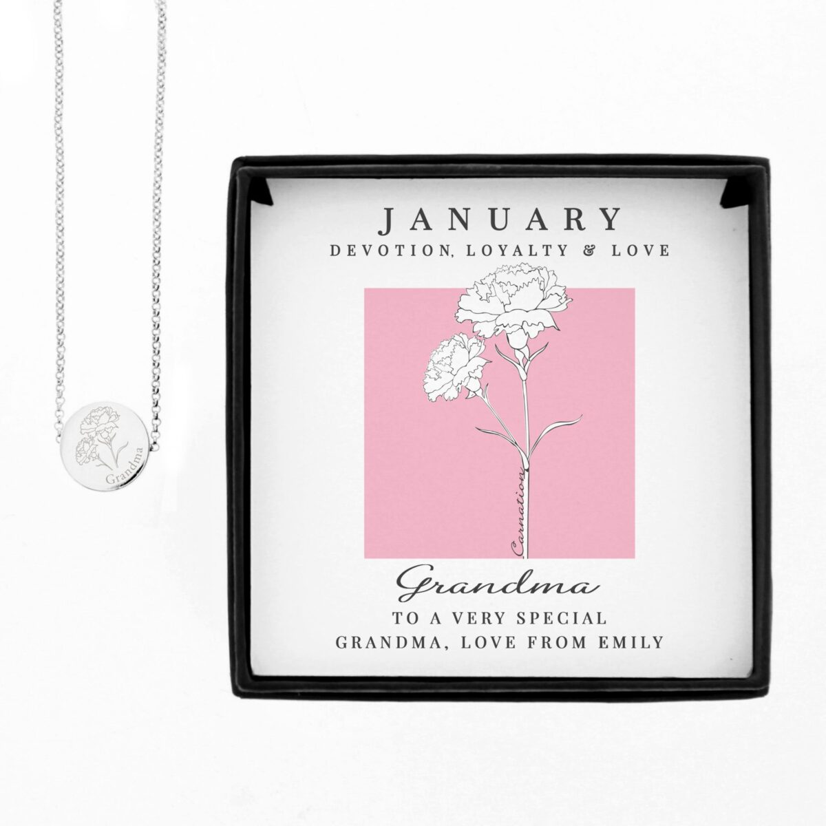 Personalised January Birth Flower Necklace and Box: 5 - Necklaces By Gift Moments
