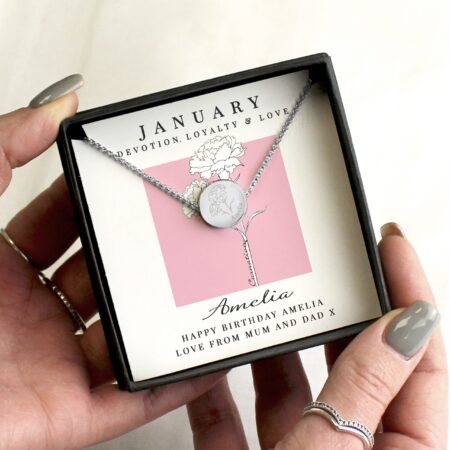 Personalised January Birth Flower Necklace and Box: 1 - Necklaces By Gift Moments