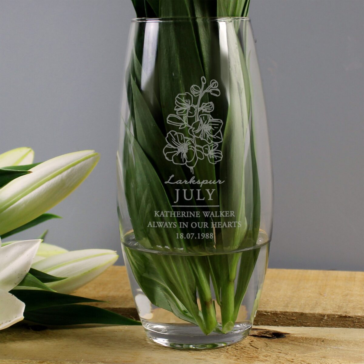 Personalised July Birth Flower Bullet Vase: 3 - Vases By Gift Moments