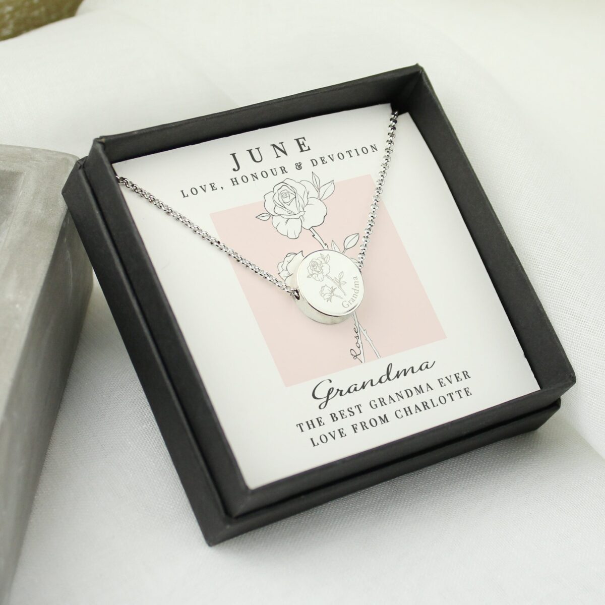 Personalised June Birth Flower Necklace and Box: 3 - Necklaces By Gift Moments
