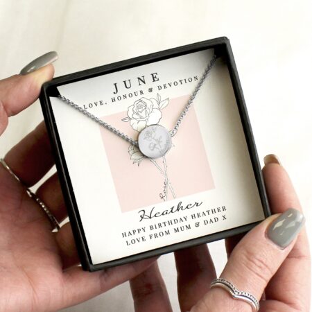 Personalised June Birth Flower Necklace and Box: 1 - Necklaces By Gift Moments