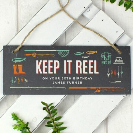 Personalised ’Keep It Reel’ Printed Hanging Slate Plaque: 1 - Signs & Plaques By Gift Moments