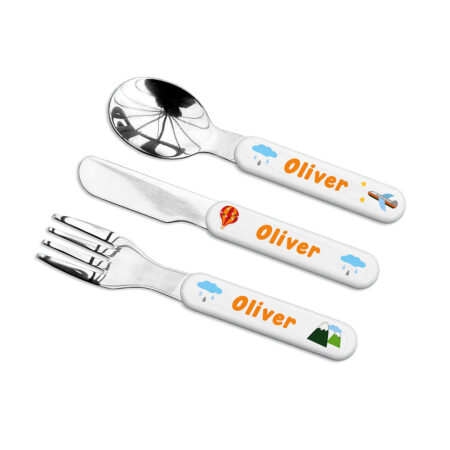 Personalised Kids Metal Cutlery Set: 4 - Cutlery Sets By Gift Moments