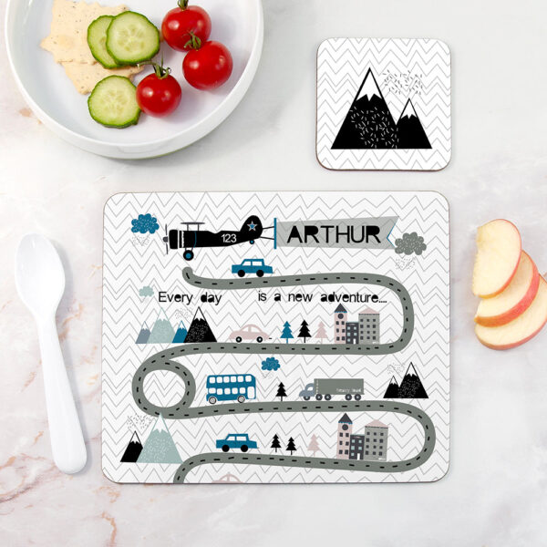 Personalised Kid’s Adventure Placemat & Coaster Set: 1 - Placemats By Gift Moments