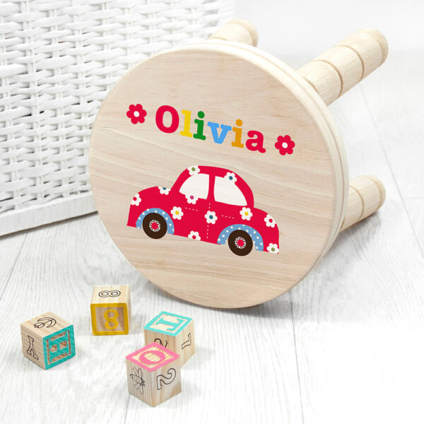 Personalised Kid’s Cute Car Wooden Stool: 1 - Wooden Stools By Gift Moments