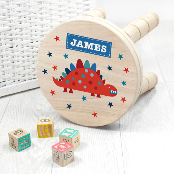 Personalised Kid’s Dinosaur Wooden Stool: 1 - Wooden Stools By Gift Moments
