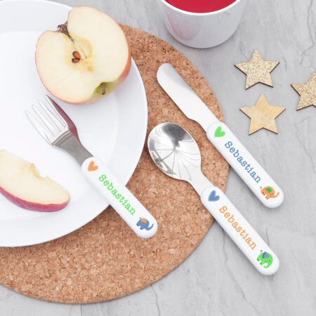 Personalised Kids Elephant Cutlery Set: 2 - Cutlery Sets By Gift Moments