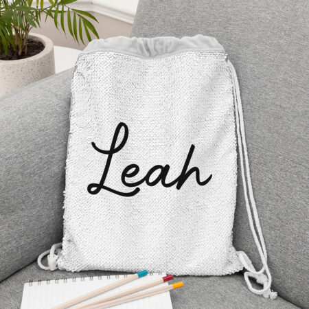 Personalised kids hidden message sequin bags silver