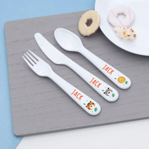 Personalised Kids Jungle Animal Plastic Dining Set: 4 - Tableware By Gift Moments