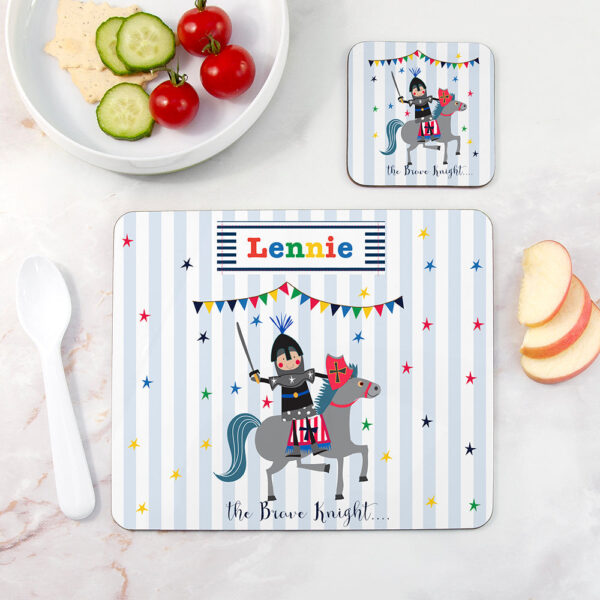 Personalised Kid’s Knight Placemat & Coaster Set: 1 - Placemats By Gift Moments