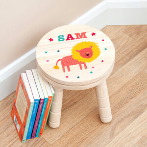 Personalised Kid’s Lion Wooden Stool: 3 - Wooden Stools By Gift Moments