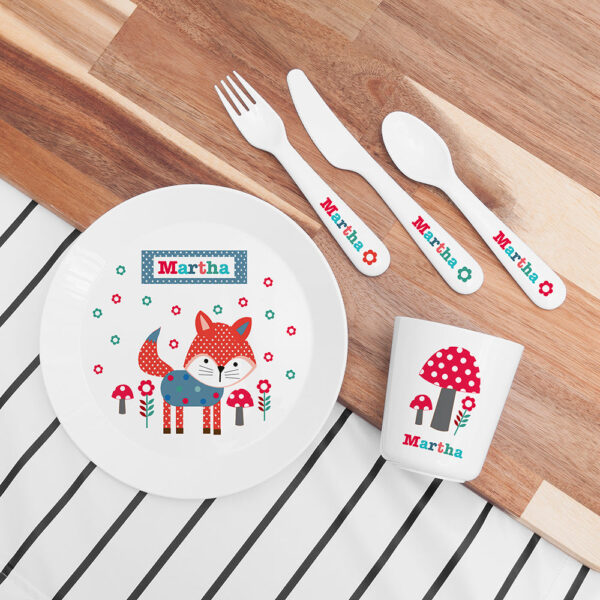 Personalised Kids Little Fox Dining Set: 1 - Tableware By Gift Moments