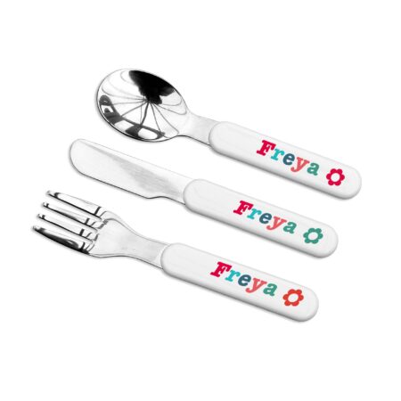 Personalised Kids Little Fox Metal Cutlery Set: 2 - Cutlery Sets By Gift Moments