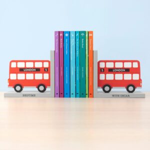 Personalised Kids London Bus Bookends: 2 - Bookends By Gift Moments