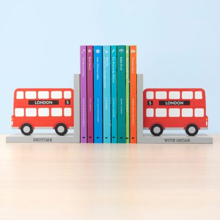 Personalised Kids London Bus Bookends: 2 - Bookends By Gift Moments