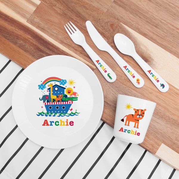 Personalised Kids Noah’s Ark Dining Set: 1 - Tableware By Gift Moments