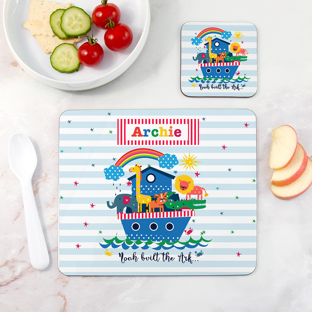 Personalised Kid’s Noah’s Ark Placemat & Coaster Set: 1 - Placemats By Gift Moments