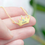 Personalised Kids Princess Crown Necklace with Crystal Detail: 1 - Necklaces By Gift Moments