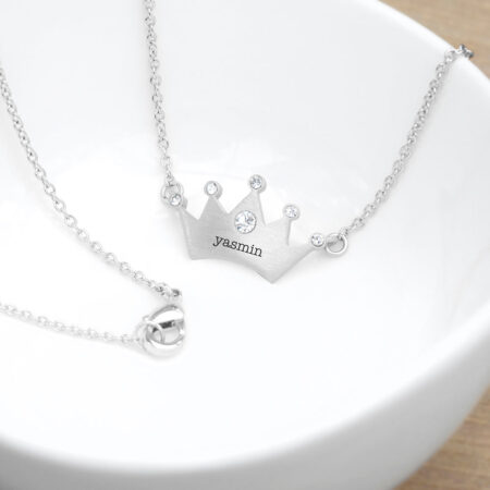 Personalised Kids Princess Crown Necklace with Crystal Detail: 4 - Necklaces By Gift Moments