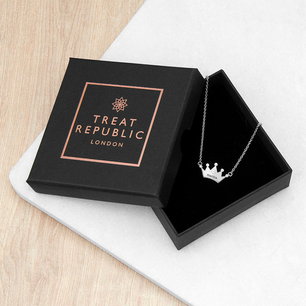 Personalised Kids Princess Crown Necklace with Crystal Detail: 8 - Necklaces By Gift Moments