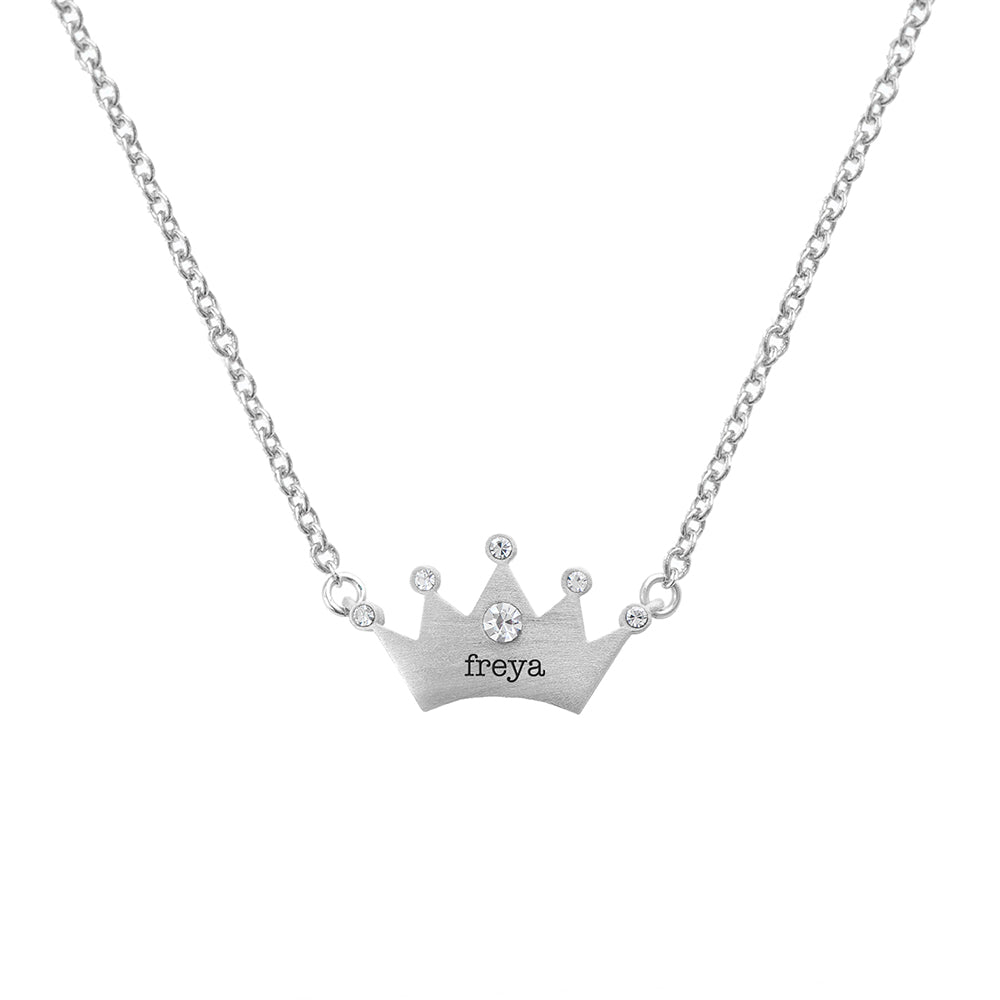 Personalised Kids Princess Crown Necklace with Crystal Detail: 10 - Necklaces By Gift Moments