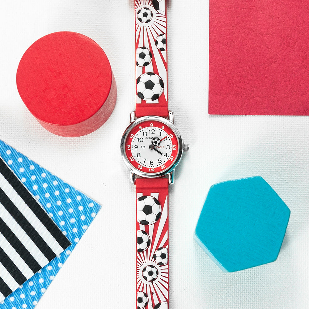 Personalised kids red football watch