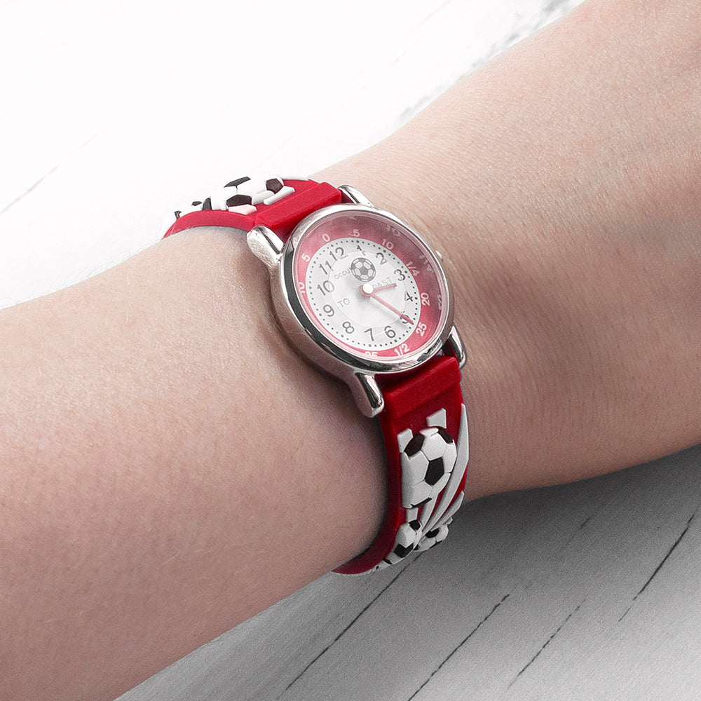 Personalised kids red football watch