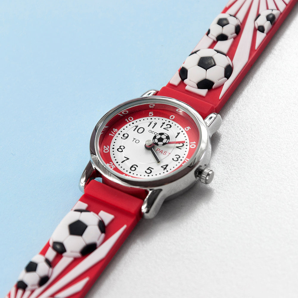 Personalised kids red football watch
