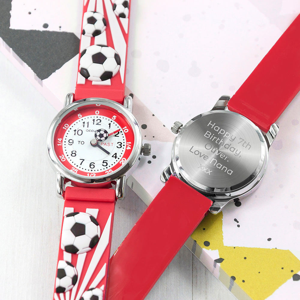 Personalised kids red football watch