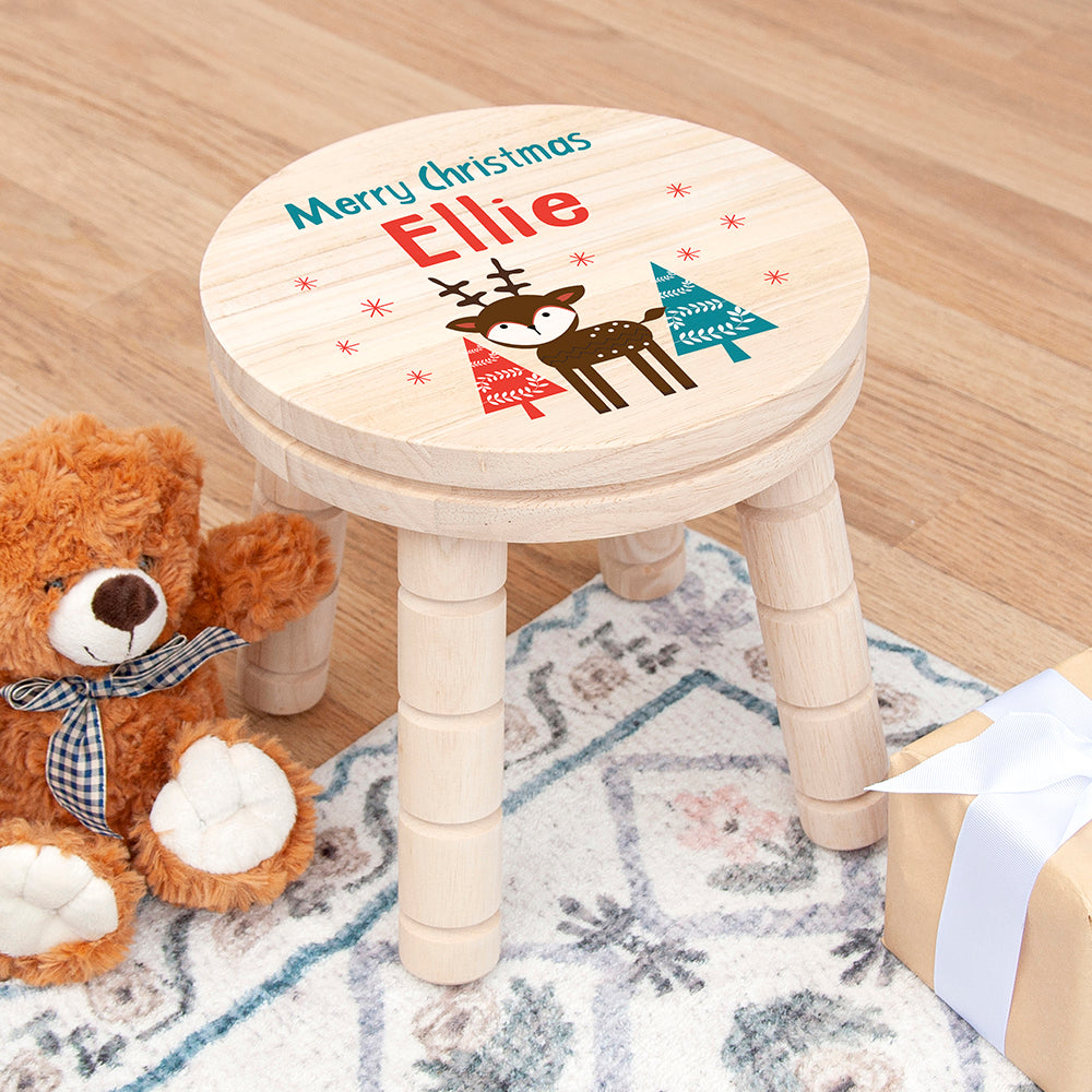 Personalised Kid’s Reindeer Wooden Stool: 2 - Wooden Stools By Gift Moments