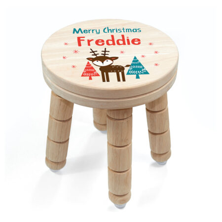 Personalised Kid’s Reindeer Wooden Stool: 3 - Wooden Stools By Gift Moments