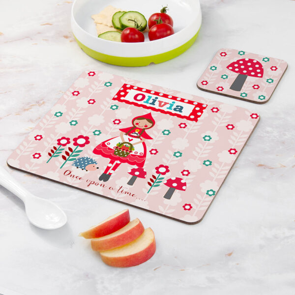 Personalised Kid’s Riding Hood Placemat & Coaster Set: 2 - Placemats By Gift Moments