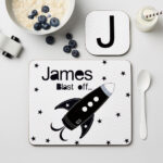 Personalised Kid’s Rocket Placemat & Coaster Set: 1 - Placemats By Gift Moments