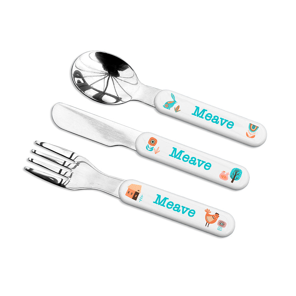 Personalised Kids Scandi Cutlery Set: 4 - Cutlery Sets By Gift Moments