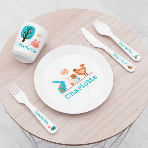 Personalised Kids Scandi Summer Plastic Dining Set: 1 - Tableware By Gift Moments
