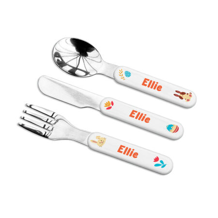 Personalised Kids Bunny Cutlery Set: 4 - Cutlery Sets By Gift Moments