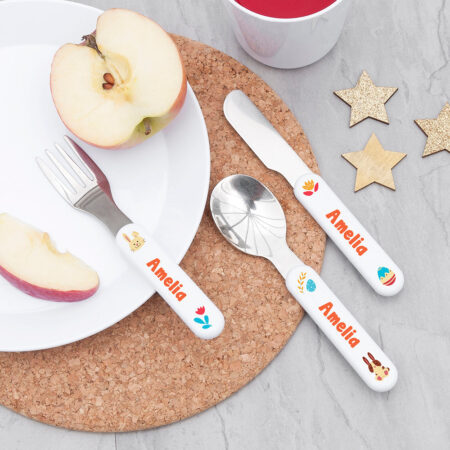 Personalised Kids Bunny Cutlery Set: 3 - Cutlery Sets By Gift Moments