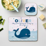 Personalised Kid’s Whale Placemat & Coaster Set: 1 - Placemats By Gift Moments