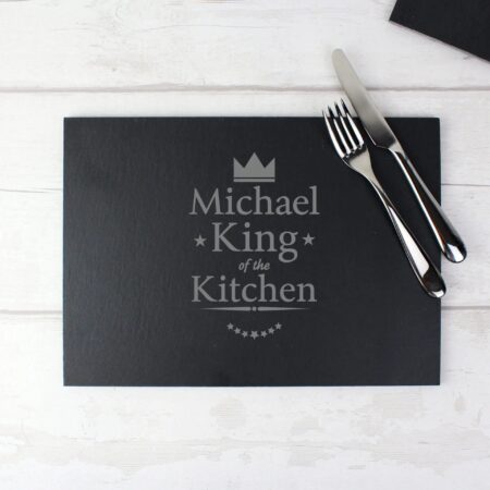 Personalised King of the Kitchen Slate Placemat: 1 - Placemats By Gift Moments
