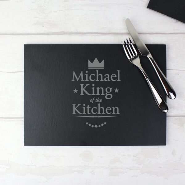 Personalised King of the Kitchen Slate Placemat: 1 - Placemats By Gift Moments